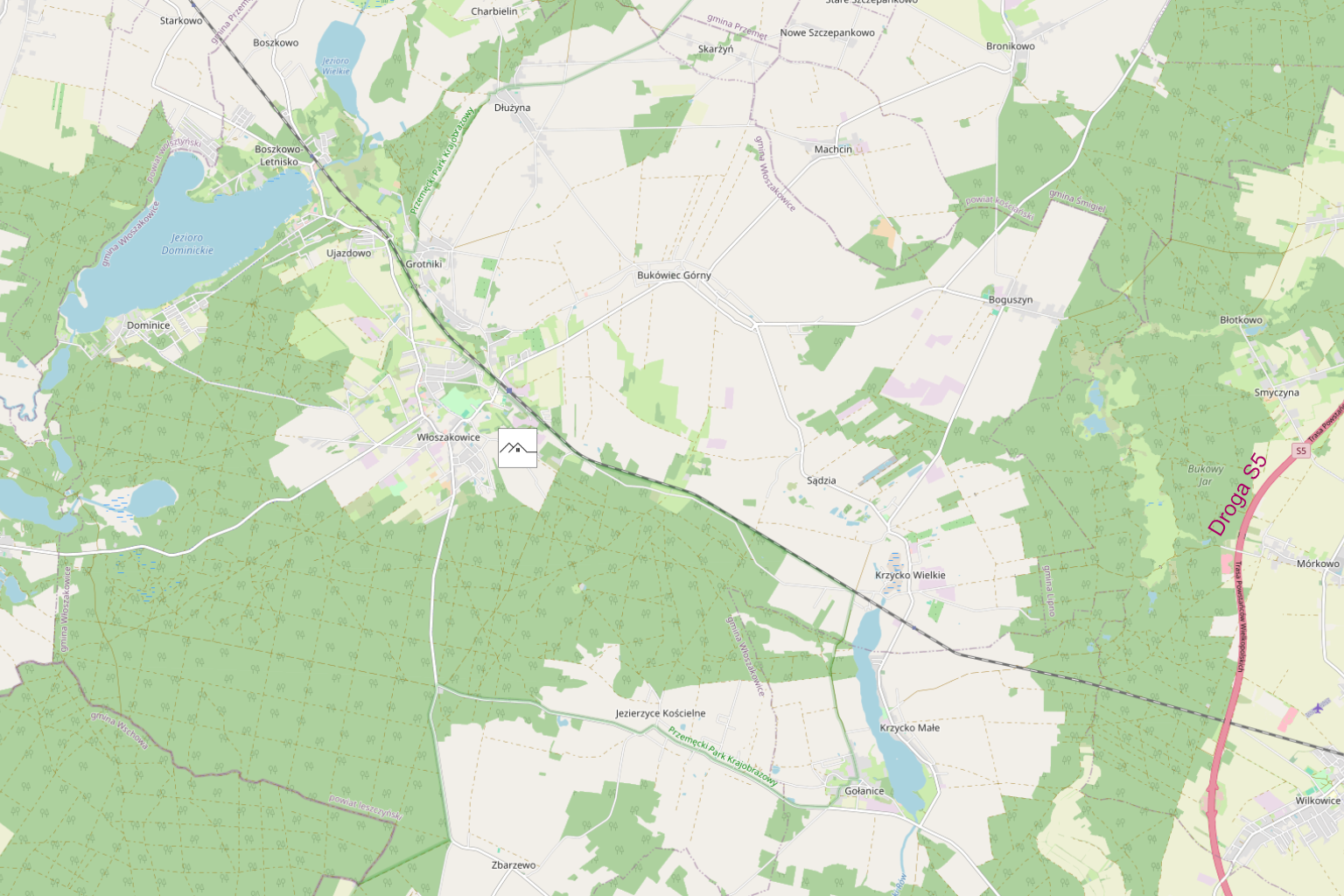 Mapa z zaznaczoną lokalizacją inwestycji